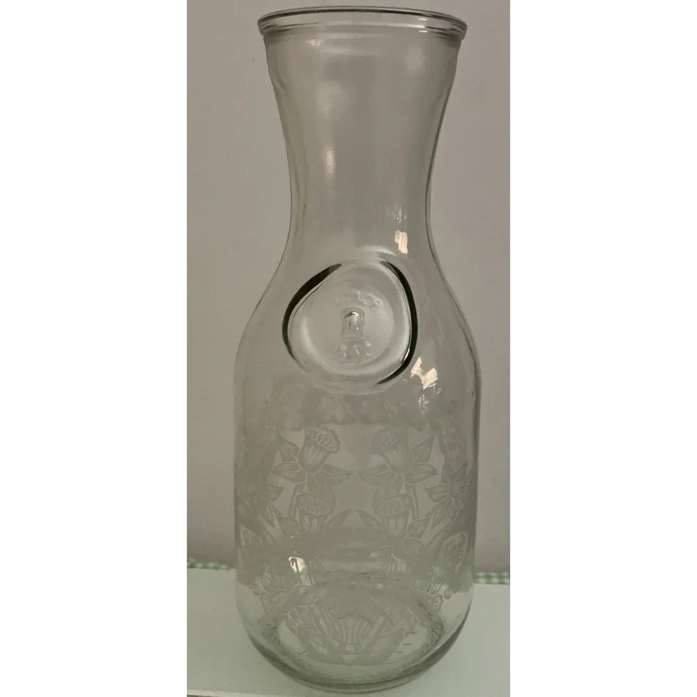 Vintage‎ 1990 Floral Etched Norman Kosarin Carafe Paul Masson Vineyards Daffodil